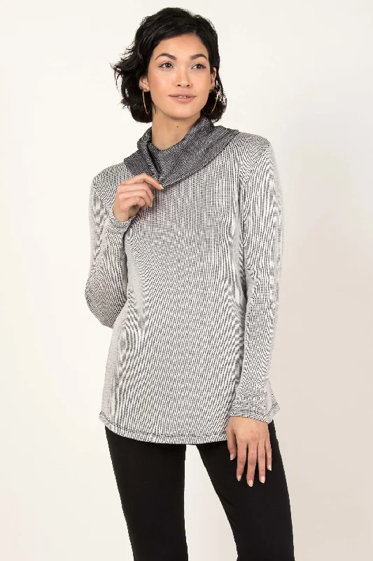 Lightweight Waffle Cowl Pullover Fitted Ribbed Sweater
