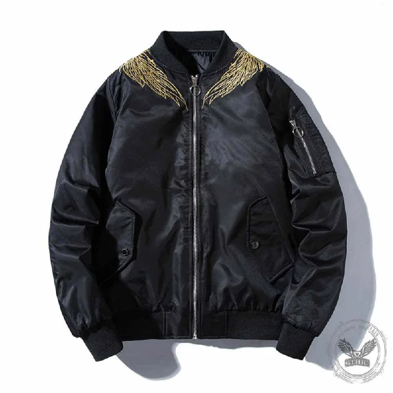 Feather Tail Embroidery Thickened Baseball Uniform Flight Jacket V-Neck Jacket Boat Neck Jacket Square Neck Jacket