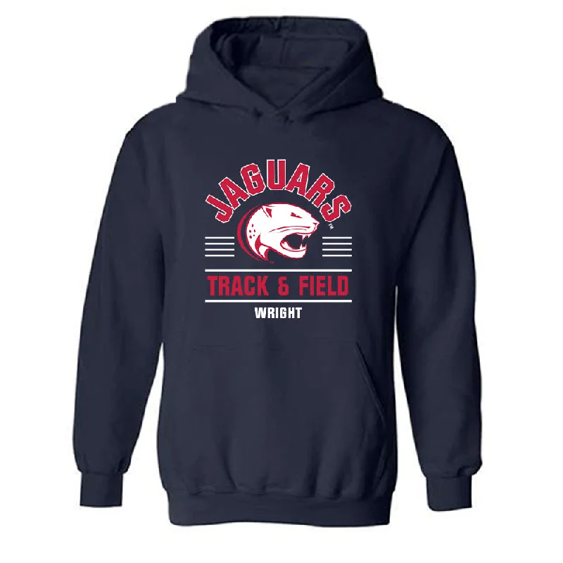 South Alabama - NCAA Women's Track & Field : Dawson Wright - Classic Fashion Shersey Hooded Sweatshirt Hoodie with Magnetic Closure Innovative Modern