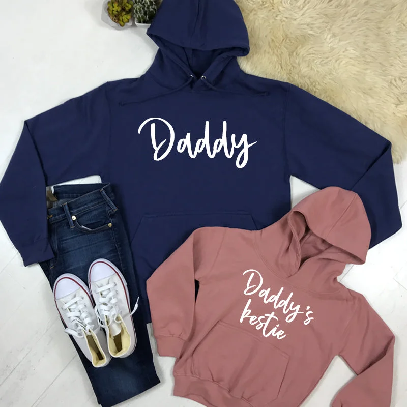 Daddy & Daddy's Bestie Chelsea Script Matching Hoodies (MRK X) Hoodie with Earth Tones Natural Calm
