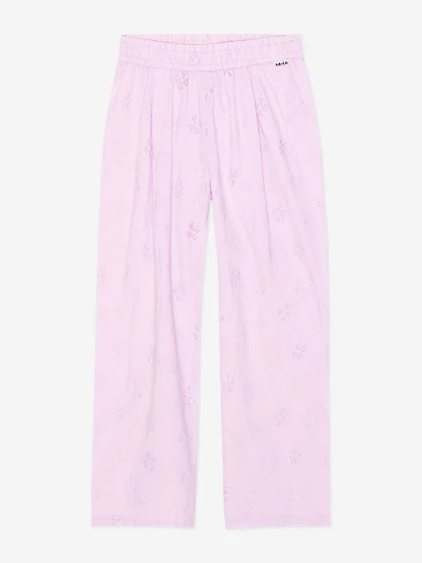 Molo Girls Floral Print Trousers in Pink Trousers Wedding White