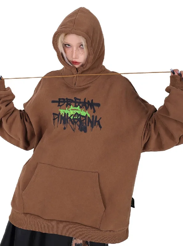 PINKSPINK Graffiti Logo Hoodie Hoodie with Hem Drawcord Adjustable Customizable