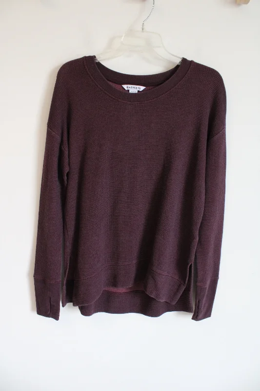 Athleta Burgundy Coaster Luxe Waffle Sweatshirt | S Hoodie with High-Low Hem Asymmetrical Trendy Athleta Burgundy Coaster Luxe Waffle Sweatshirt | S Hoodie with High-Low Hem Asymmetrical Trendy