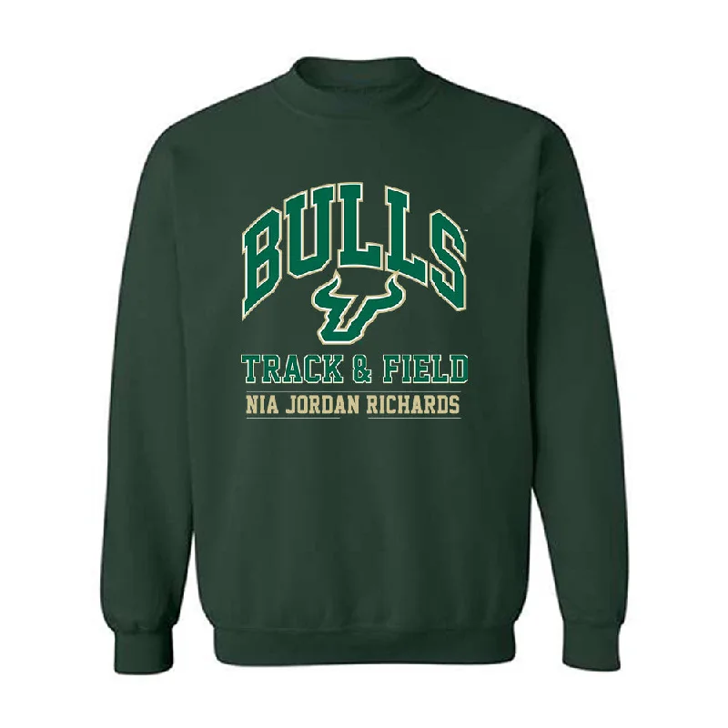 USF - NCAA Women's Track & Field : Nia Jordan Richards - Classic Fashion Shersey Crewneck Sweatshirt Hoodie with Back Slit Movement Comfort