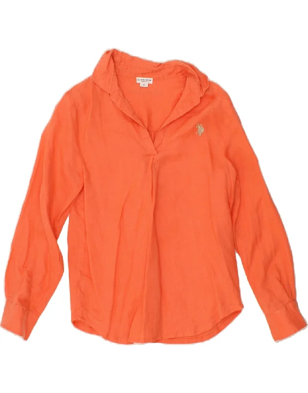 U.S. POLO ASSN. Womens Pullover Shirt UK 10 Small Orange Batwing Sleeve Top