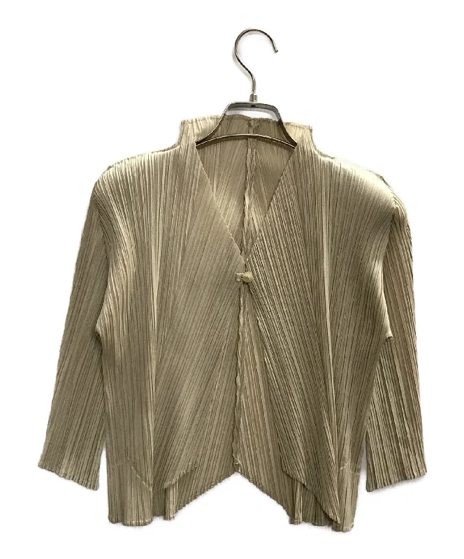 [Pre-owned] PLEATS PLEASE 1B short three-quarter sleeve cardigan PP03-J0145 Fleece Cardigan Nylon Polyester
