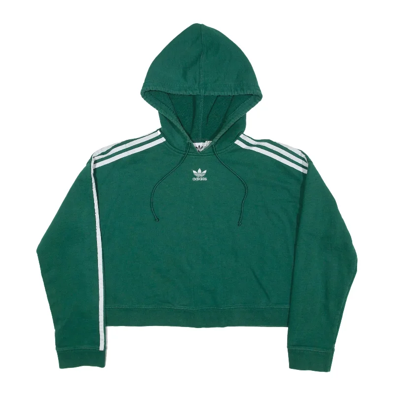 ADIDAS Crop Hoodie Green Pullover Womens UK 10 Elbow Length Sleeve