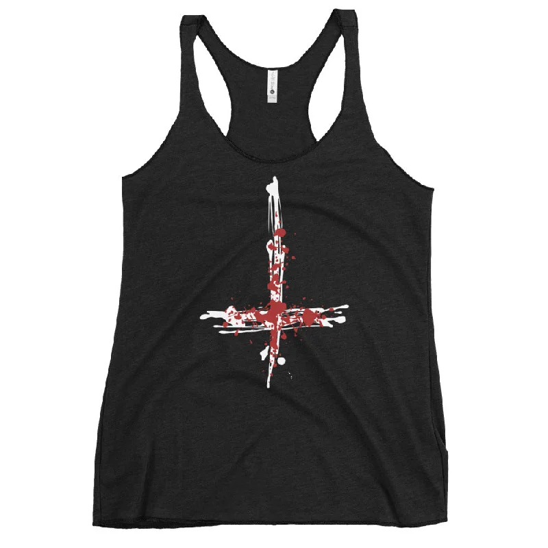 Inverted Cross Blood of Christ Women's Racerback Tank Top Shirt trendy tank top