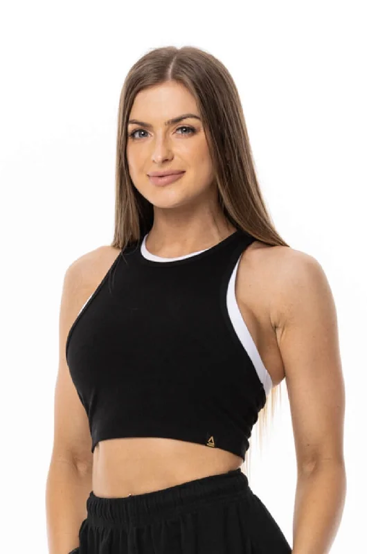 Womens Ribbed Tank - Black chic tank top