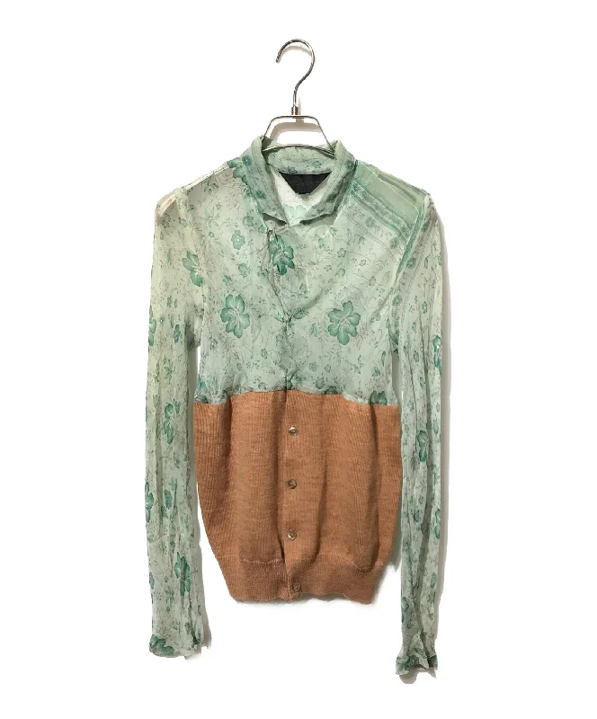 [Pre-owned] COMME des GARCONS sheer-switched cardigan GJ-04021S Denim Fabric Leather Fabric Suede Fabric