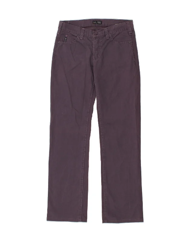 ARMANI Womens Straight Casual Trousers W27 L31 Purple Cotton Trousers luxurious high-end ARMANI Womens Straight Casual Trousers W27 L31 Purple Cotton Trousers luxurious high-end