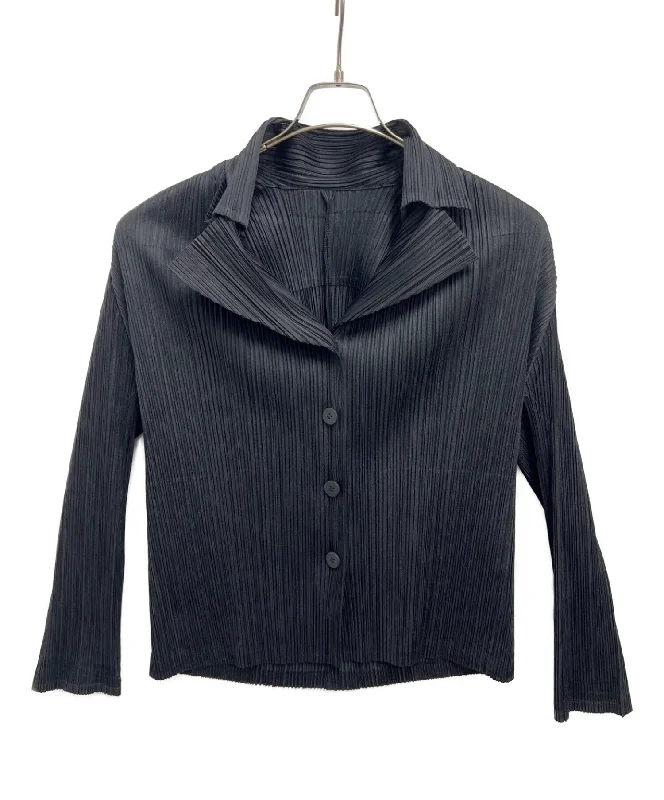 [Pre-owned] PLEATS PLEASE cardigan Denim Fabric Leather Fabric Suede Fabric