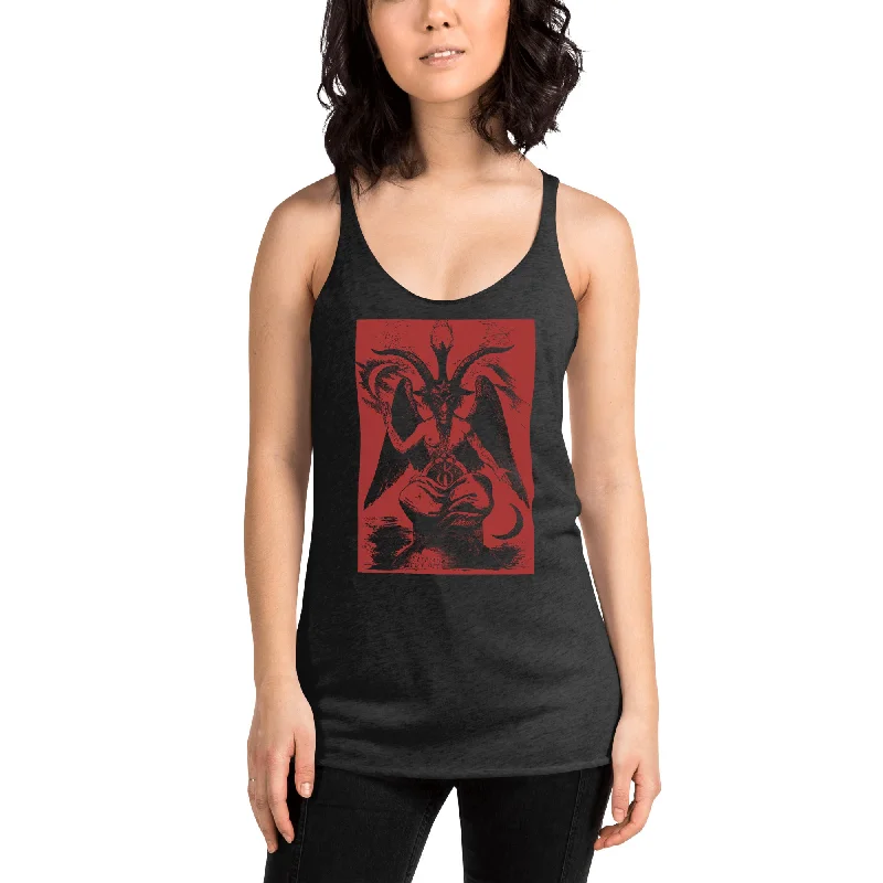 Original Baphomet Éliphas Lévi Drawing Women's Racerback Tank Top Shirt Red Print flexible tank top