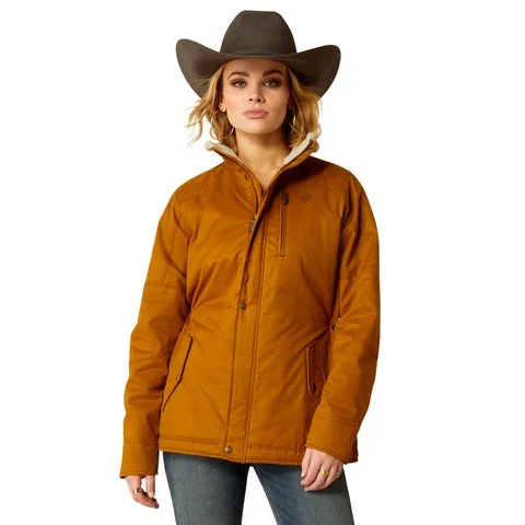 Ariat Women's Grizzly Insulated Chestnut Brown Jacket Welt Pockets Slit Pockets Flap Pockets