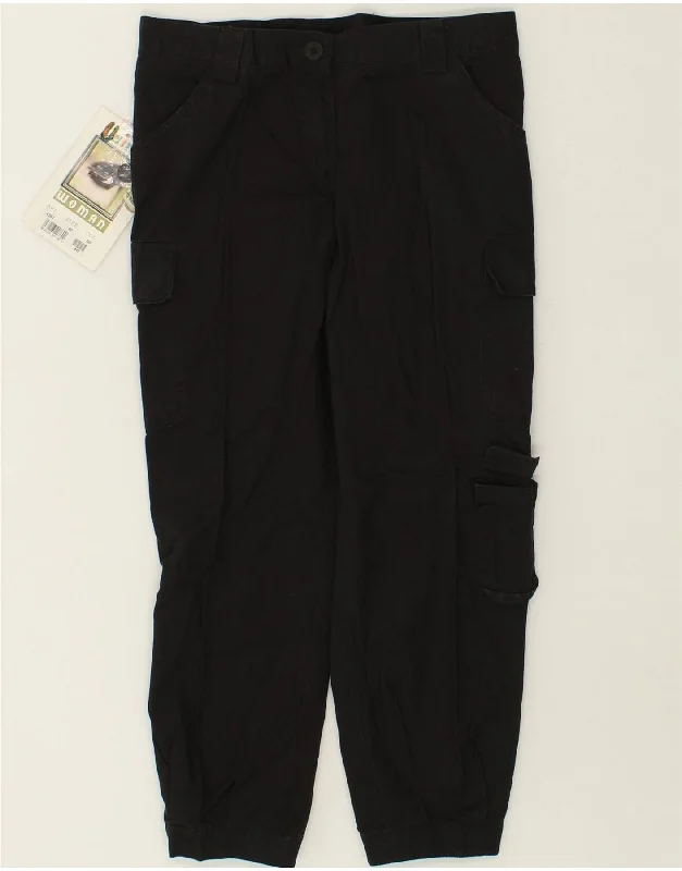 UNIVERS Womens Capri Cargo Trousers IT 40 Small W26 L22 Black Cotton Trousers versatile all-occasion UNIVERS Womens Capri Cargo Trousers IT 40 Small W26 L22 Black Cotton Trousers versatile all-occasion