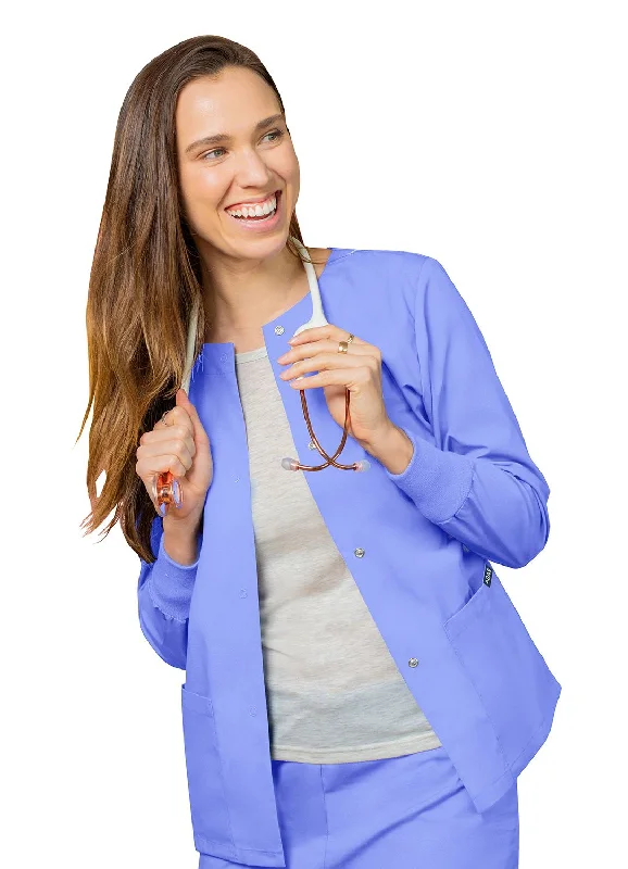 Workwear Scrubs Jacket by Adar XXS-5XL /  Ceil Blue Notch Collar Peter Pan Collar Cowl Neck