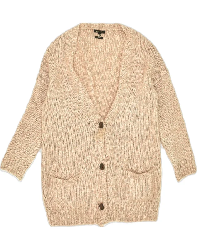 MASSIMO DUTTI Womens Cardigan Sweater UK 12 Medium Beige Acrylic Jersey Fabric Tulle Fabric Batik Fabric MASSIMO DUTTI Womens Cardigan Sweater UK 12 Medium Beige Acrylic Jersey Fabric Tulle Fabric Batik Fabric