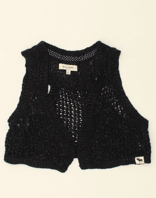 ABERCROMBIE & FITCH Womens Crop Sleeveless Cardigan Sweater UK 18 XL Black Wool Cardigan Cotton Cardigan Cashmere Cardigan ABERCROMBIE & FITCH Womens Crop Sleeveless Cardigan Sweater UK 18 XL Black Wool Cardigan Cotton Cardigan Cashmere Cardigan