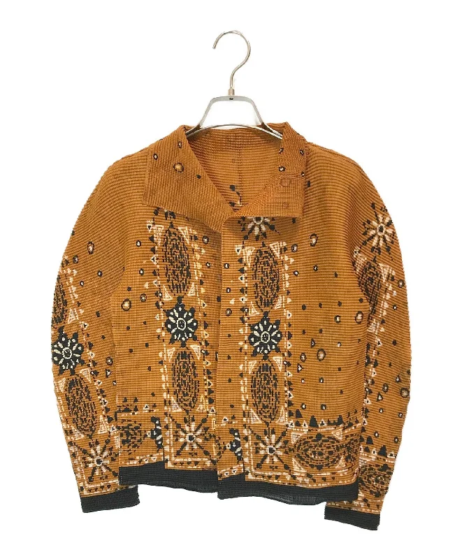 [Pre-owned] me ISSEY MIYAKE Transfer waffle pleated cardigan MI51FO241 Handmade Hand-knitted Hand-woven