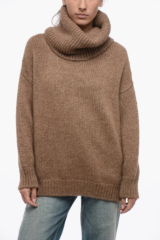 Dolce & Gabbana Maxi Turtleneck Lama Wool Pullover Polo Neck Sweater