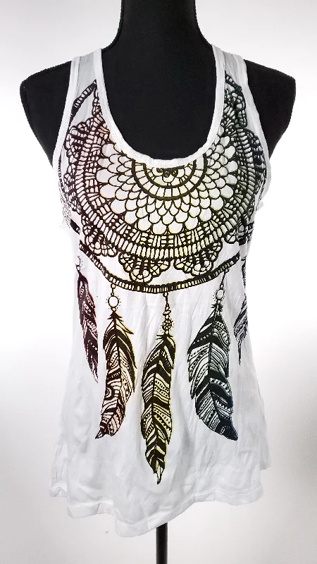 Women's Multicolored Feather Tank playful tank top