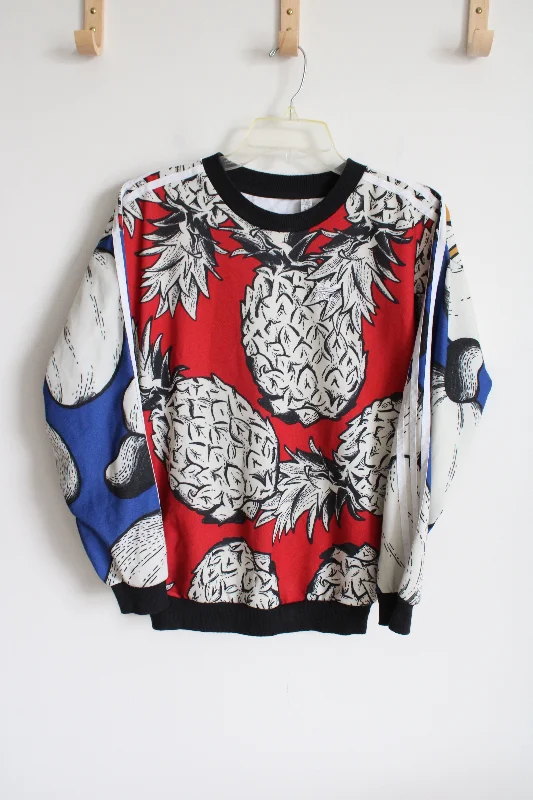 Adidas x Farm Rio Pullover All-Over Tropical Sweatshirt | XXS Hoodie with Snap Buttons Easy Quick Adidas x Farm Rio Pullover All-Over Tropical Sweatshirt | XXS Hoodie with Snap Buttons Easy Quick