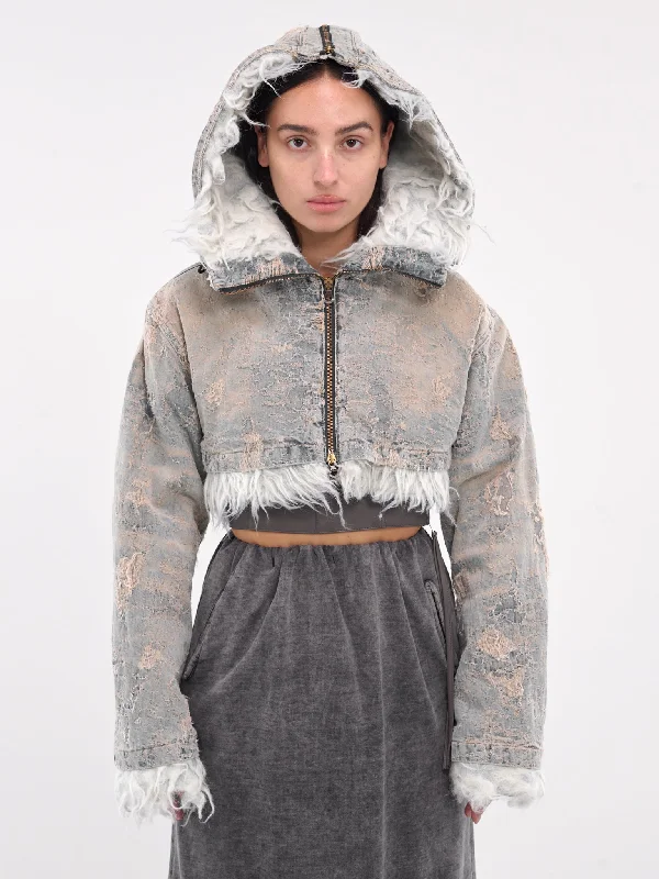 Denim Shearling Jacket (A15818-007Y5-DENIM) Faux Fur Jacket Real Fur Jacket Shearling Jacket