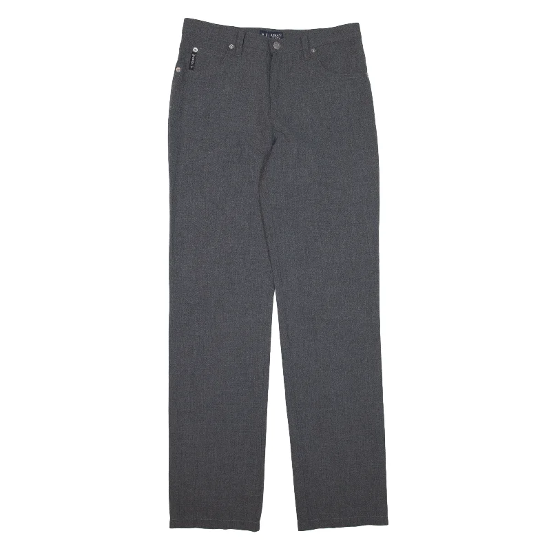 ARMANI Trousers Grey Slim Straight Womens W28 L29 Trousers Designer Luxury