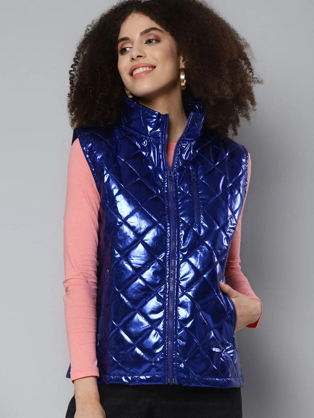 Women Solid Blue Sleeveless Jacket V-Neck Jacket Boat Neck Jacket Square Neck Jacket Women Solid Blue Sleeveless Jacket V-Neck Jacket Boat Neck Jacket Square Neck Jacket