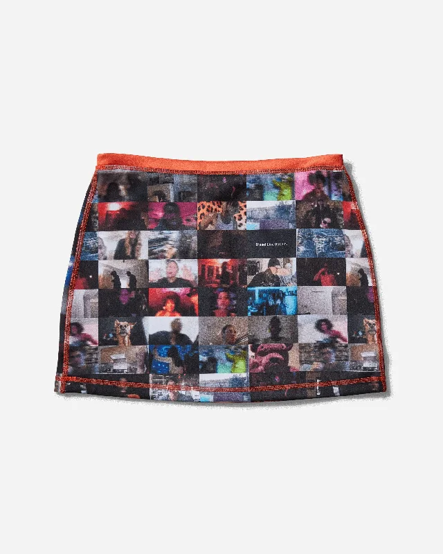 Women's Livestream Print Mini Skirt Multicolor corduroy skirt textured