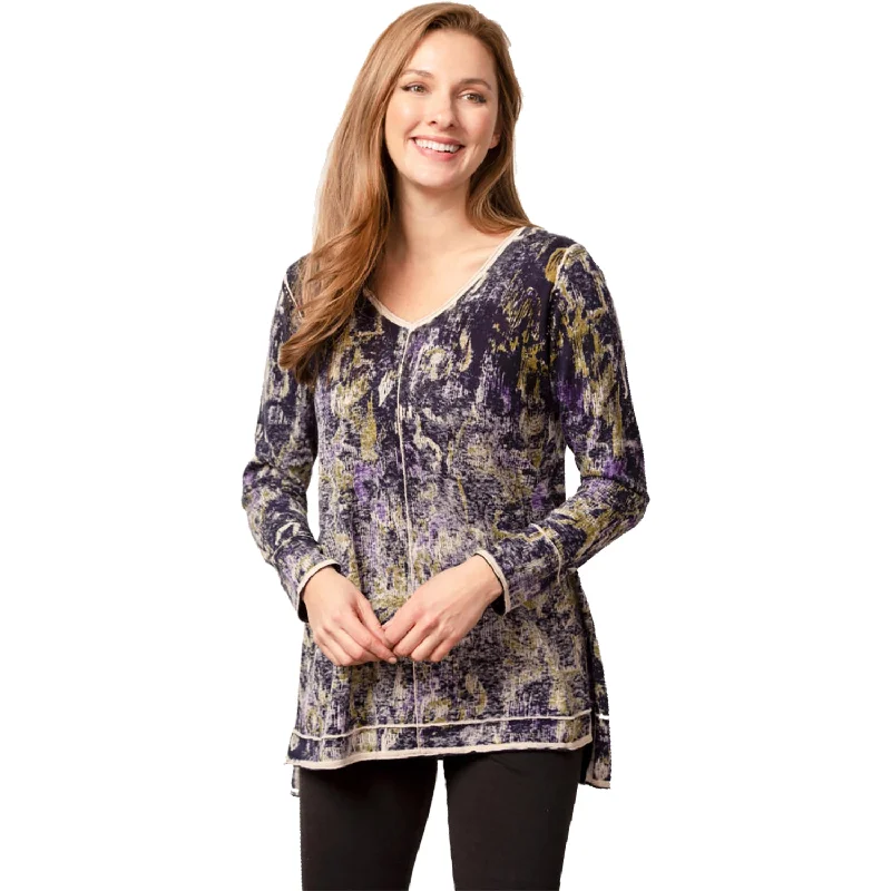 Women's Habitat Hand Painted Elliptical Pullover Rain Floral Solo Sleeve Pullover