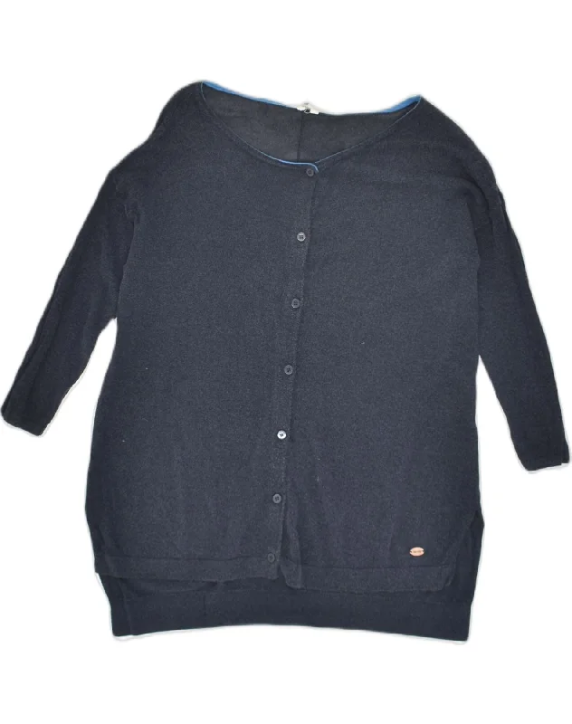 VINTAGE Womens Cardigan Sweater UK 10 Small Navy Blue Nylon Fabric Polyester Fabric Spandex Fabric VINTAGE Womens Cardigan Sweater UK 10 Small Navy Blue Nylon Fabric Polyester Fabric Spandex Fabric