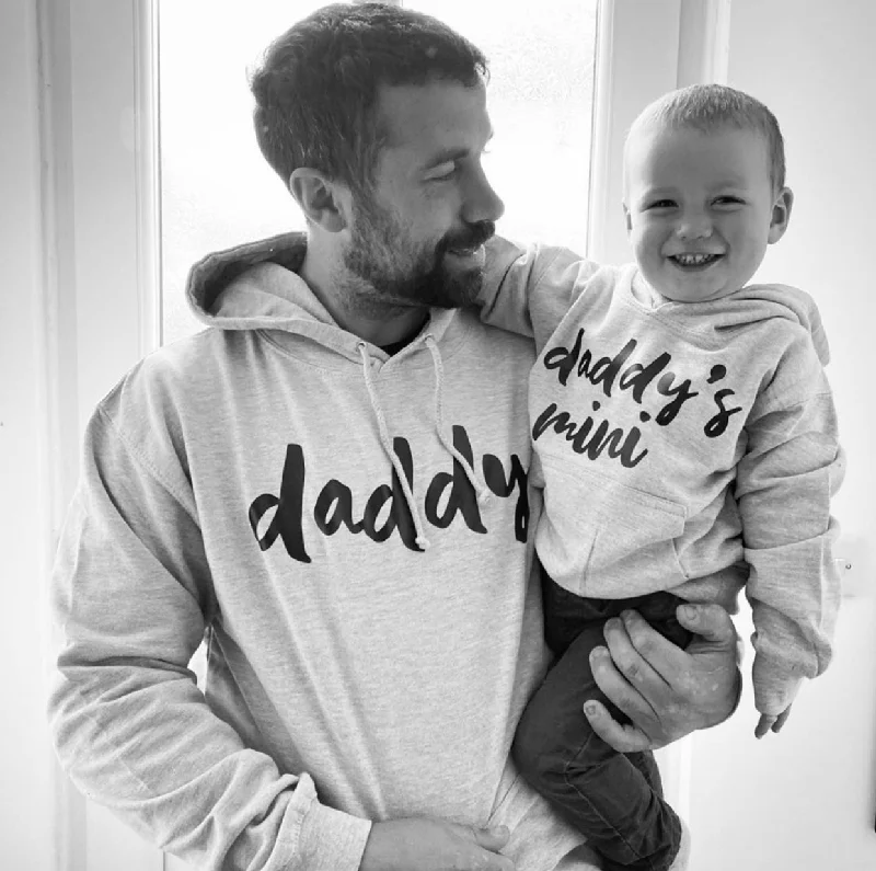 Daddy & Daddy's Mini Matching Grey Hoodies (MRK X) Hoodie with Thumb Holes Functional Cozy
