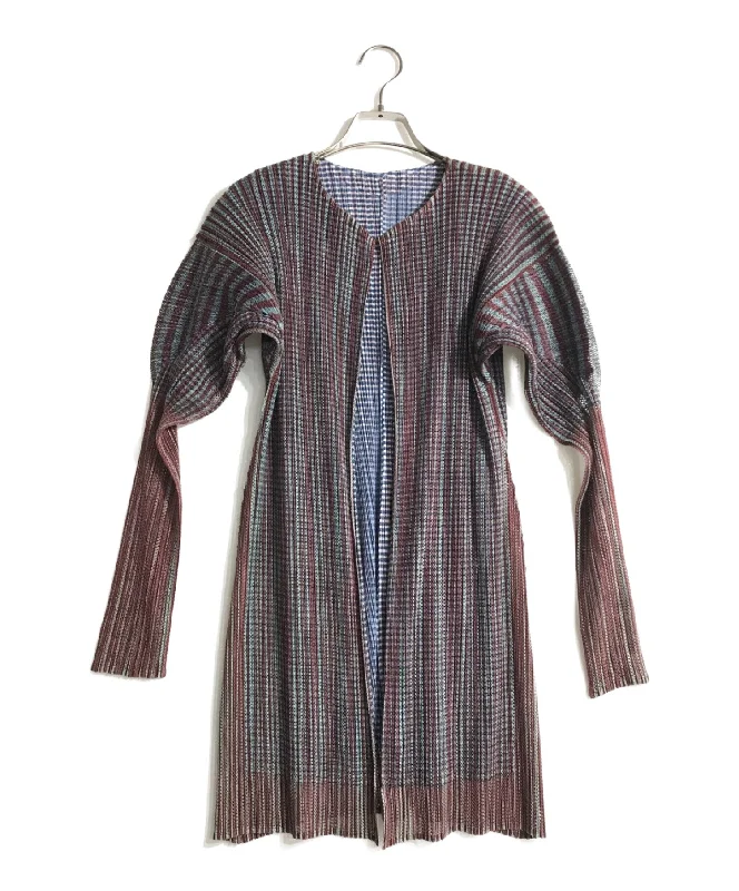 [Pre-owned] PLEATS PLEASE pleated cardigan PP14-JO163 Solid Color Striped Floral Print