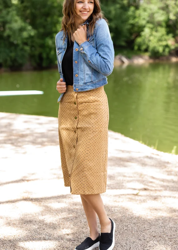 Polka Dot Button Up Midi Skirt - FINAL SALE leather skirt refined