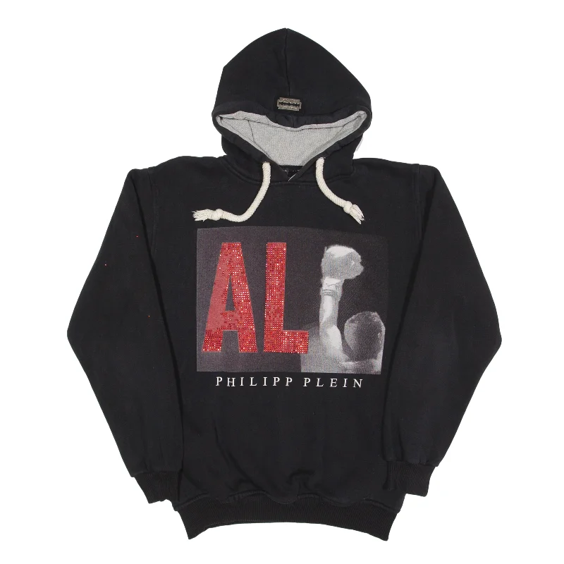 PHILIP PLEIN MUHAMMAD ALI Hoodie Black Pullover Womens XL Ruffled Neck Pullover