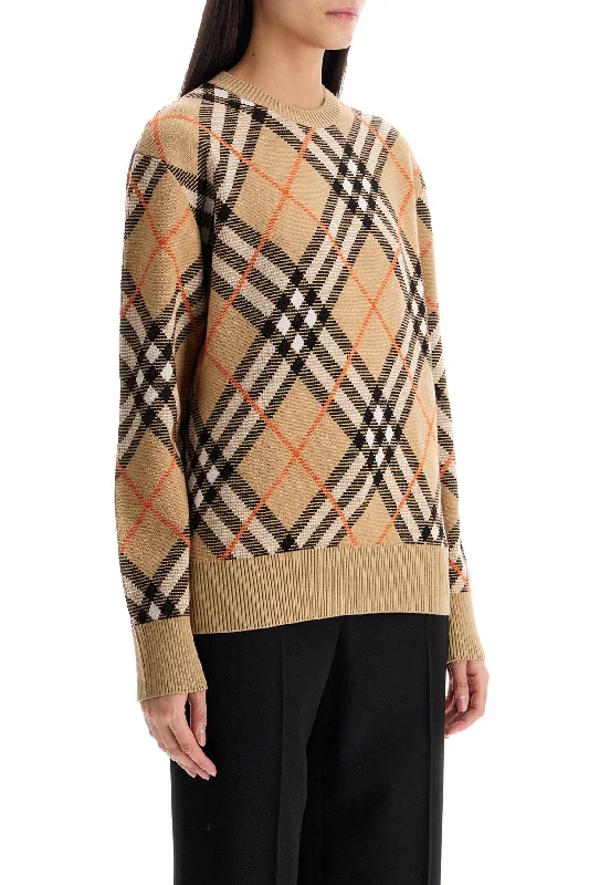 Burberry Ered Wool Pullover Sweater Boxy Neck Sweater