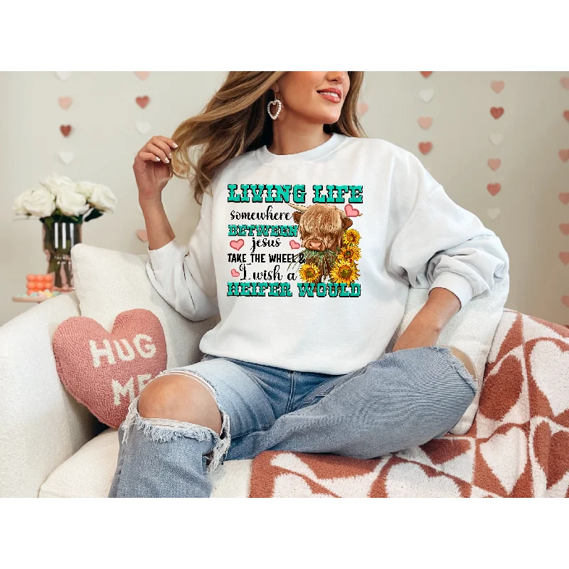 Living life Tshirt/ Sweatshirt Hoodie with Front Slit Layering Stylish