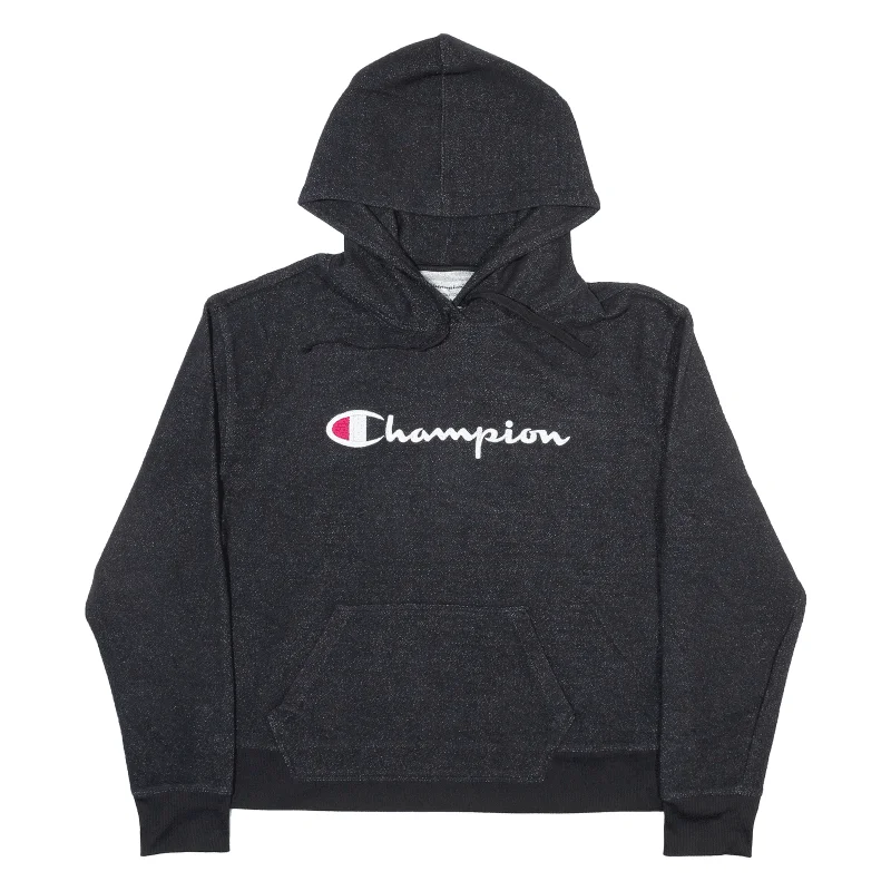 CHAMPION Hoodie Black Pullover Womens L Bishop Sleeve Elegant