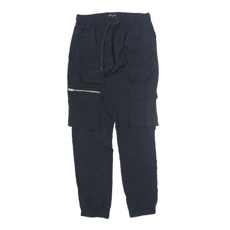 BRAVE SOUL Cargo Trousers Black Relaxed Tapered Womens W30 L28 Trousers Exclusive Limited