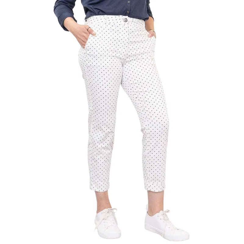 M&S White Crop Polka Dot Slim Leg Stretch Trousers Trousers Cargo Utility