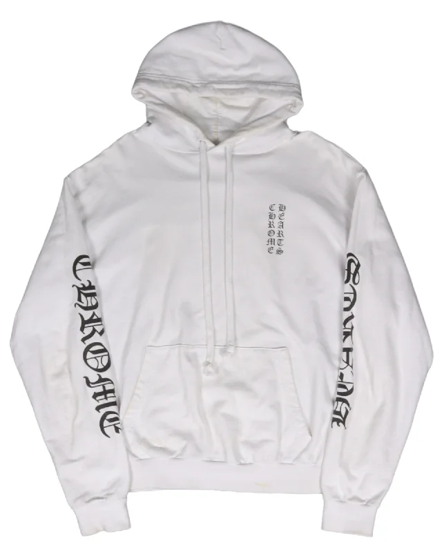 Vertical Logo Hoodie Hoodie with Tied Waist Feminine Flattering