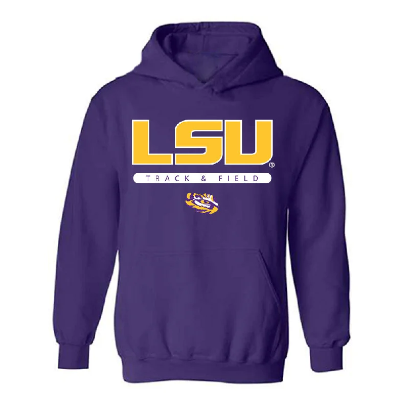 LSU - NCAA Women's Track & Field : Ella Onojuvwevwo - Classic Shersey Hooded Sweatshirt Hoodie with Color Block Contrast Stylish