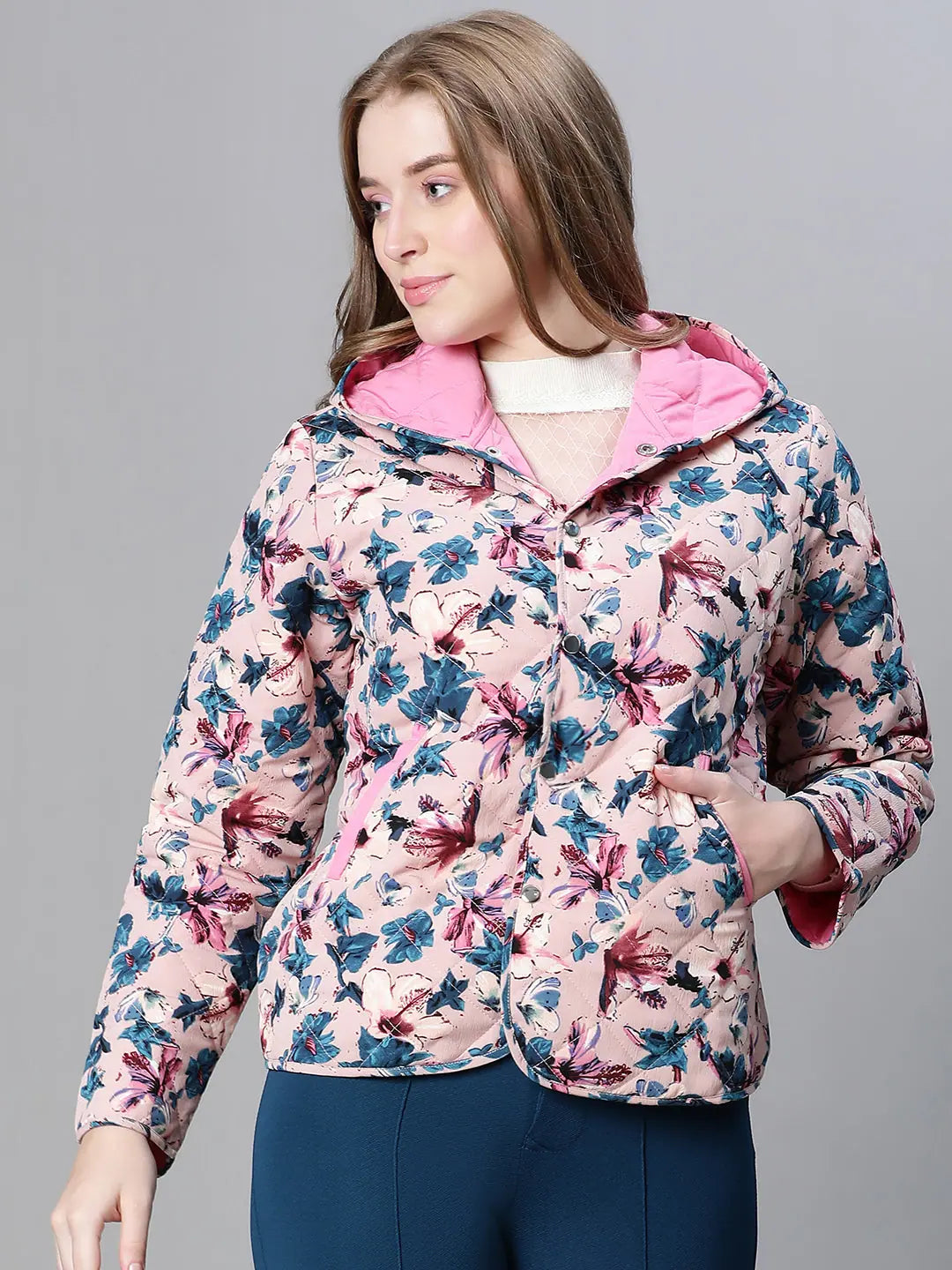 Women Printed Standard Dusty Pink Full Sleeve Jacket Toggled Jacket Drawstring Jacket Belted Jacket Women Printed Standard Dusty Pink Full Sleeve Jacket Toggled Jacket Drawstring Jacket Belted Jacket