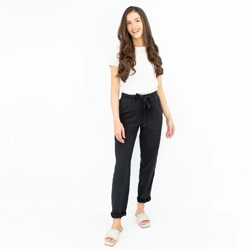 M&S Pure Cotton Tapered Ankle Grazer Elasticated Waist Black Trousers Trousers New Arrival M&S Pure Cotton Tapered Ankle Grazer Elasticated Waist Black Trousers Trousers New Arrival