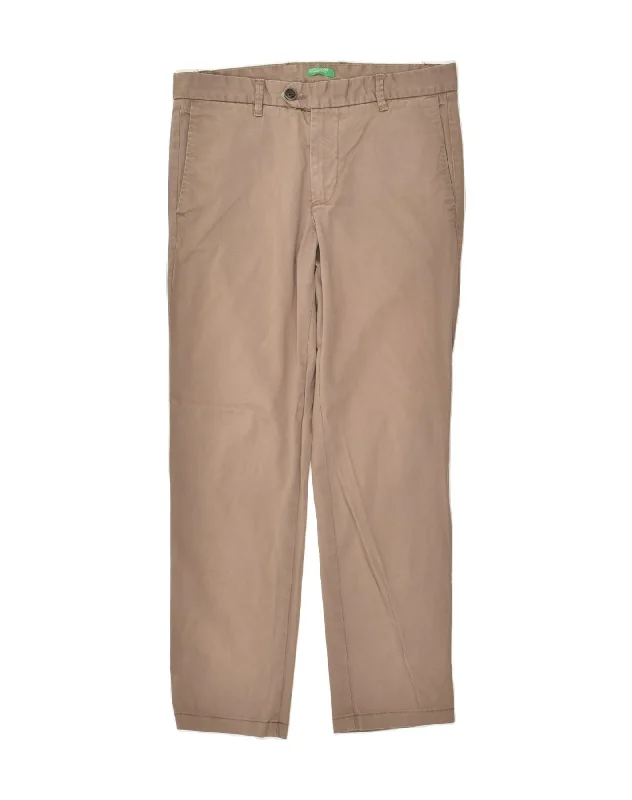 BENETTON Womens Slim Chino Trousers IT 44 Medium W32 L26 Beige Cotton Trousers Exclusive Limited