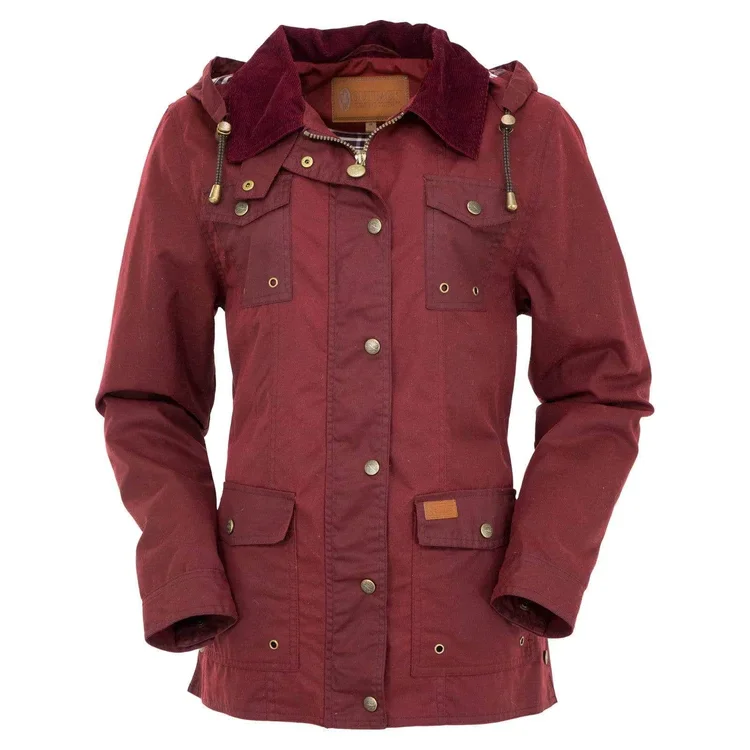 Outback Trading Company Ladies Jill-A-Roo Oilskin Jacket 2184-BRY Toggled Jacket Drawstring Jacket Belted Jacket