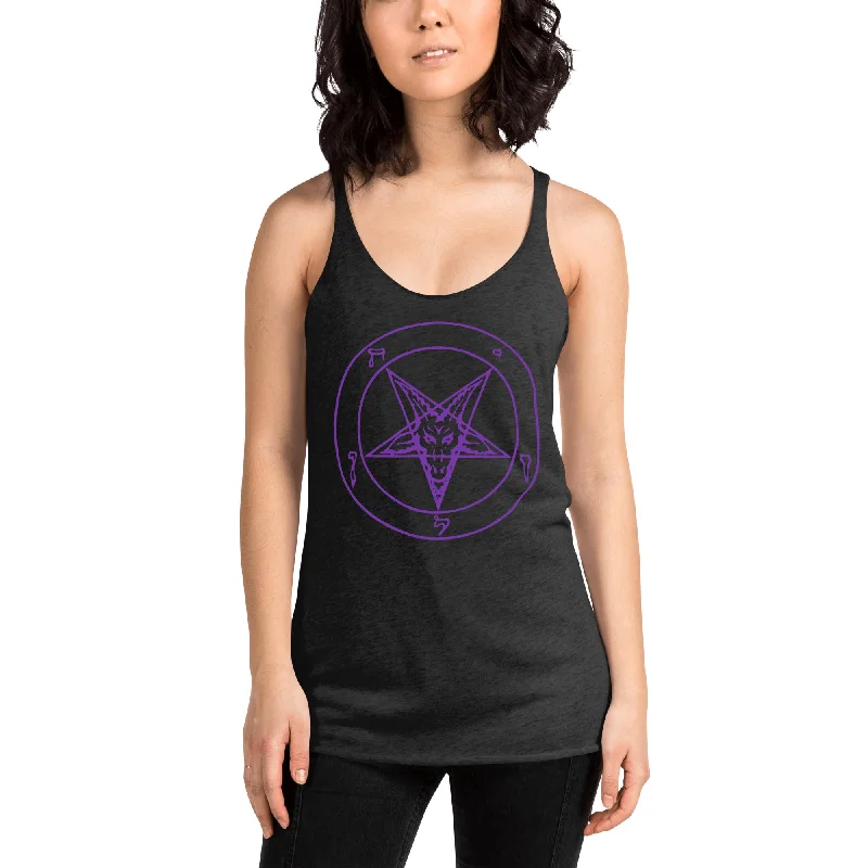 Sigil of Baphomet Insignia of Satan Women's Racerback Tank Top Shirt Purple Print fashionable tank top