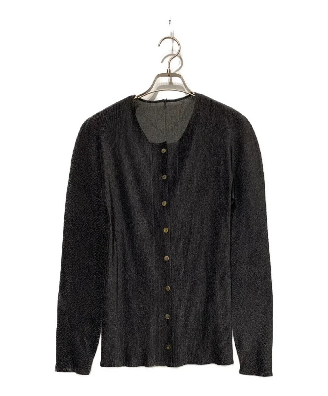 [Pre-owned] PLEATS PLEASE long-sleeved cardigan Striped Floral Plaid