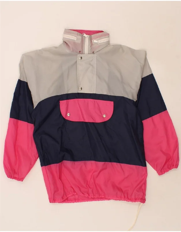 VINTAGE Womens Pullover Hooded Rain Jacket UK 10 Small Multicoloured Box Sleeve Comfort VINTAGE Womens Pullover Hooded Rain Jacket UK 10 Small Multicoloured Box Sleeve Comfort